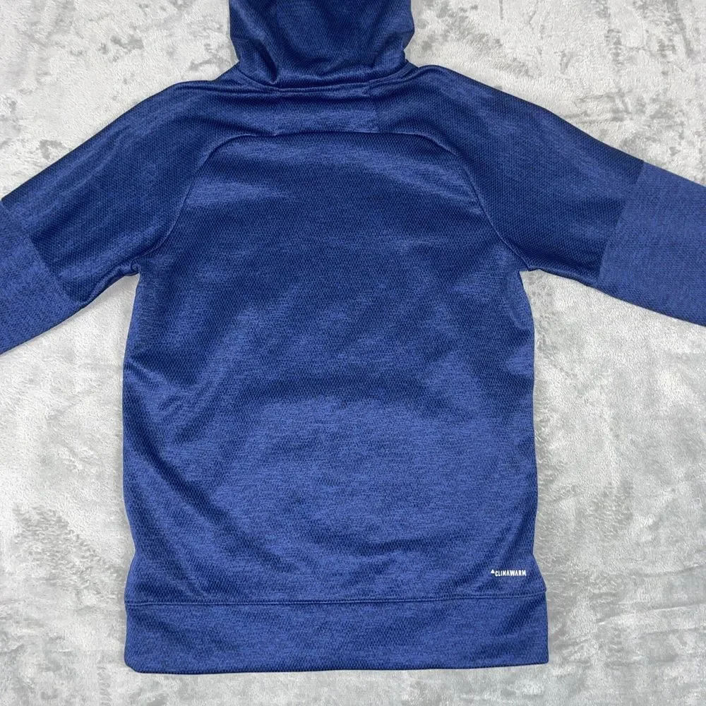 Adidas‎ Hooded Sweatshirt Adult Small Blue White Climawarm Mesh Lined *no String